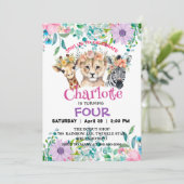 Schattigee Giraffe Zebra oerwoud Dieren Verjaardag Kaart (Staand voorkant)