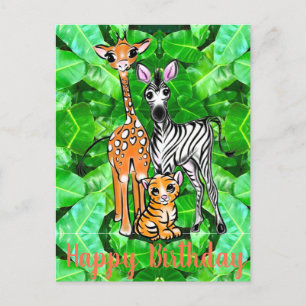Schattigee Giraffe Zebra Tiger Safari vrienden oer Briefkaart