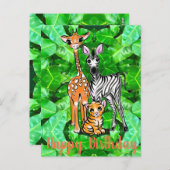 Schattigee Giraffe Zebra Tiger Safari vrienden oer Briefkaart (Voorkant / Achterkant)