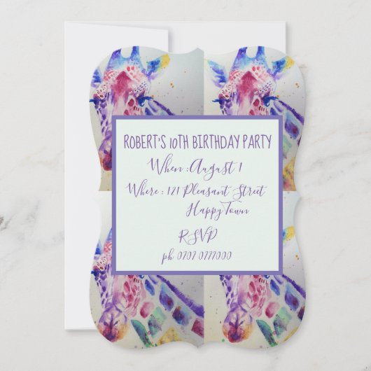 Schattigee Giraffe Zoo Dierenjongen Verjaardagsuit Kaart (Voorkant)