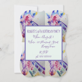 Schattigee Giraffe Zoo Dierenjongen Verjaardagsuit Kaart