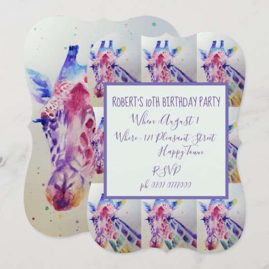 Schattigee Giraffe Zoo Dierenjongen Verjaardagsuit Kaart (Voorkant / Achterkant)