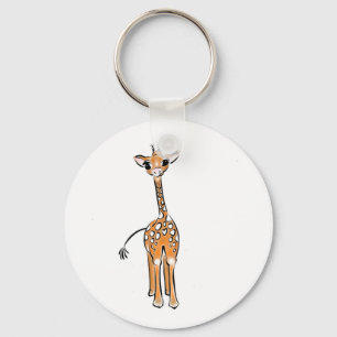 Schattigee giraffentekening sleutelhanger