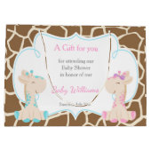Schattigee Giraffes Baby shower dank u Groot Cadeauzakje (Achterkant)