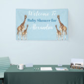 Schattigee Giraffes Blue Baby shower Boy Waterverf Spandoek (Beurs)