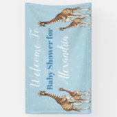 Schattigee Giraffes Blue Baby shower Boy Waterverf Spandoek (Verticaal)