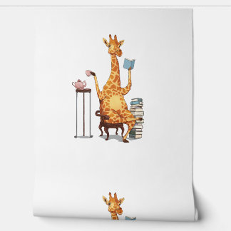 Schattigee Giraffes, boeken en theekado Behang