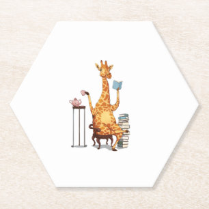 Schattigee Giraffes, boeken en theekado Kartonnen Onderzetters