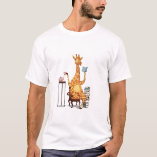 Schattigee Giraffes, boeken en theekado T-shirt