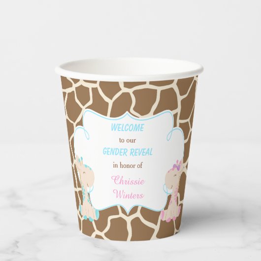 Schattigee Giraffes Geslacht onthullen Papieren Bekers (Voorkant)