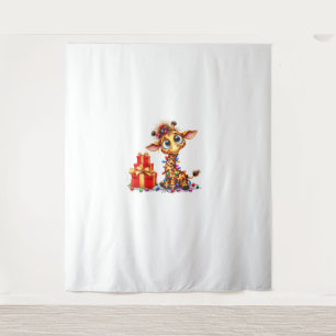 Schattigee Giraffes Kerstverlichting Xmas Giraffe Wandkleed