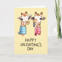 Schattigee Giraffes Sjaals Tekening Valentijnsdag Feestdagen Kaart