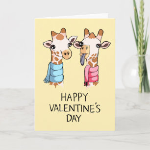Schattigee Giraffes Sjaals Tekening Valentijnsdag  Feestdagen Kaart