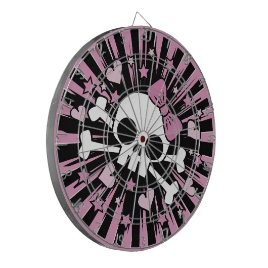 Schattigee Girlie Skull en Crossbones Dartbord (Voorkant Links)