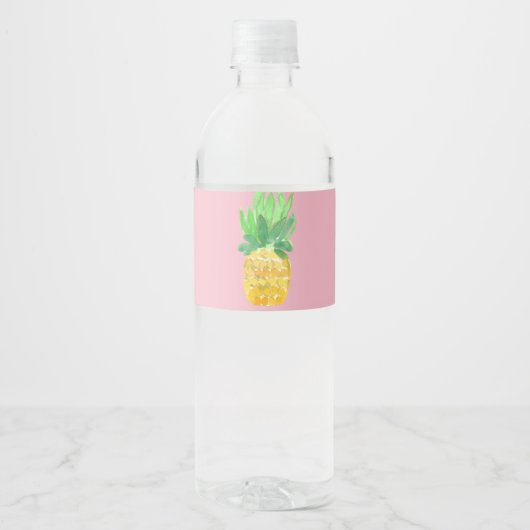 Schattigee girly ananas waterverf flesetiket waterfles etiket (Voorkant)