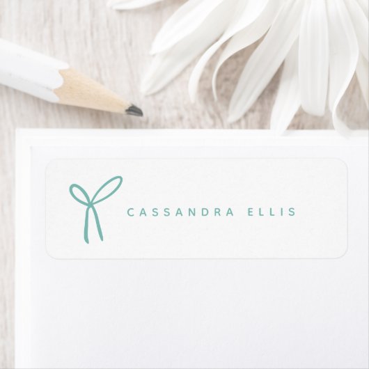 Schattigee Girly Aqua Ribbon Bow Custom Etiket (Insitu)