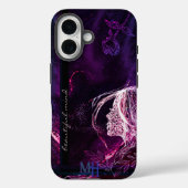 Schattigee Girly Art Paarse Galaxy Monogram Case-Mate iPhone Case (Achterkant)