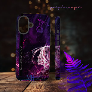 Schattigee Girly Art Paarse Galaxy Monogram iPhone 16 Hoesje