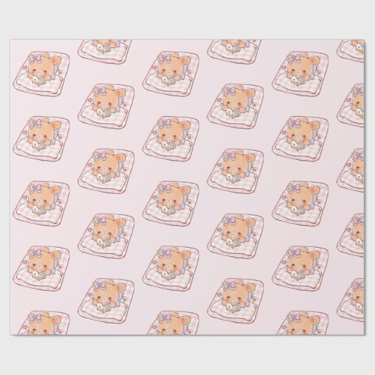 Schattigee Girly Beer lezen Shojo Manga op Gezelli Cadeaupapier (Vlak)