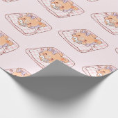 Schattigee Girly Beer lezen Shojo Manga op Gezelli Cadeaupapier (Hoek)