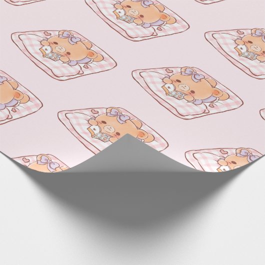 Schattigee Girly Beer lezen Shojo Manga op Gezelli Cadeaupapier (Hoek)