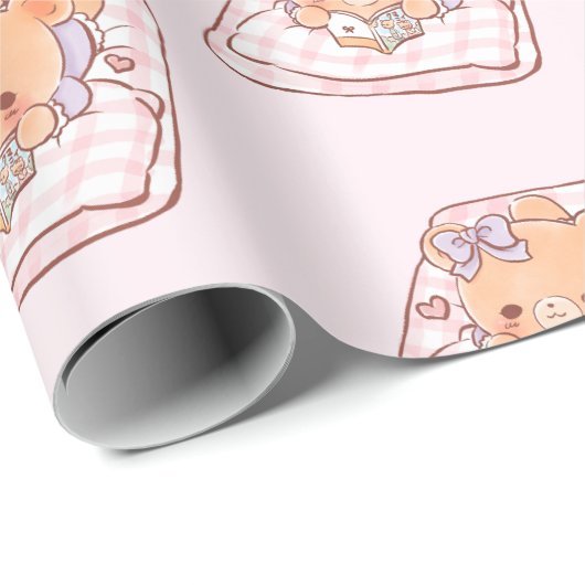 Schattigee Girly Beer lezen Shojo Manga op Gezelli Cadeaupapier (Rol Hoek)