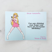 Schattigee Girly Blue Cartoon Pop Muziek 14e verja Kaart (Binnen)