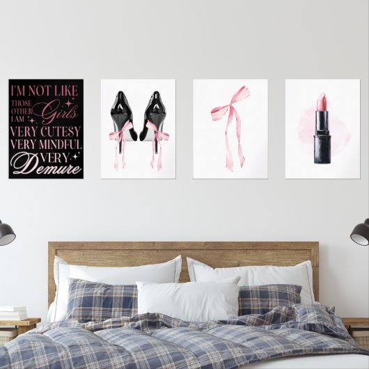 Schattigee Girly Bow Wall Art Sets (Slaapkamer)