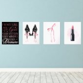 Schattigee Girly Bow Wall Art Sets (Houten vloer)
