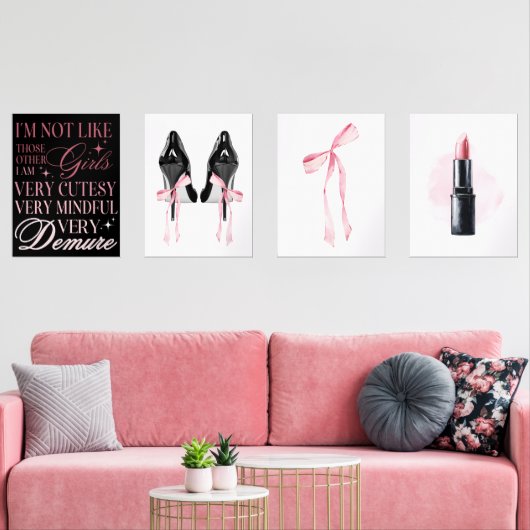 Schattigee Girly Bow Wall Art Sets (Woonkamer)