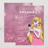 Schattigee Girly Cartoon Pop Muziek 14e verjaardag Kaart (Voorkant / Achterkant)