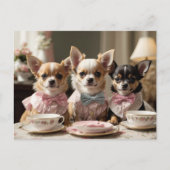 Schattigee Girly Chihuahua Tea Party Briefkaart (Voorkant)