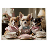 Schattigee Girly Chihuahua Tea Party Groot Cadeauzakje (Voorkant)