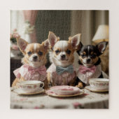 Schattigee Girly Chihuahua Tea Party Legpuzzel (Verticaal)