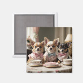 Schattigee Girly Chihuahua Tea Party Magneet (Voorkant / Achterkant)