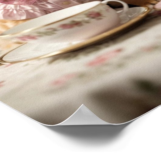 Schattigee Girly Chihuahua Tea Party Poster (Hoek)