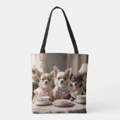 Schattigee Girly Chihuahua Tea Party Tote Bag (Achterkant)