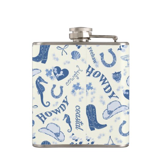 Schattigee Girly Coastal Cowgirl Naam Monogram Heupfles (Achterkant)