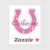Schattigee Girly Coquette Roze Glitter Hoefijzer N Sticker (Vel)