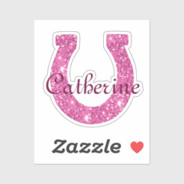 Schattigee Girly Coquette Roze Glitter Hoefijzer N Sticker