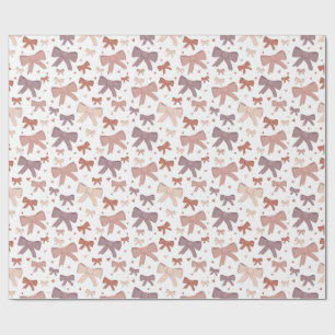 Schattigee Girly Dusty Pink Bows en Hearts Pattern Cadeaupapier
