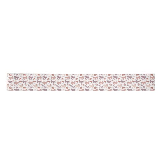 Schattigee Girly Dusty Pink Bows en Hearts Pattern Satijnen Lint (Voorkant)