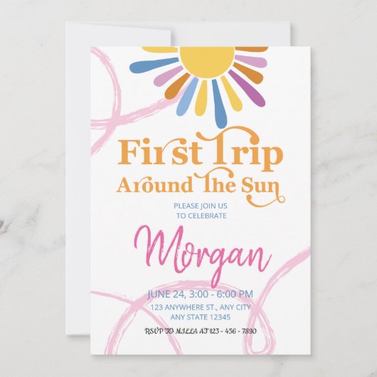 Schattigee Girly eerste reis rond het verjaardagsf Kaart (Voorkant)