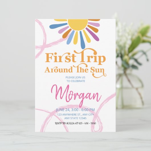 Schattigee Girly eerste reis rond het verjaardagsf Kaart (Staand voorkant)