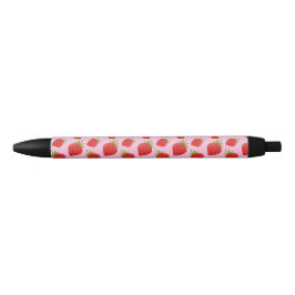 Schattigee Girly Elegant Moderne Roze Aardbei Zwarte Inkt Pen