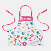 Schattigee Girly Flowers Vogels en Bijen Patroonna Schort (Voorkant)