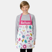 Schattigee Girly Flowers Vogels en Bijen Patroonna Schort (Gedragen)