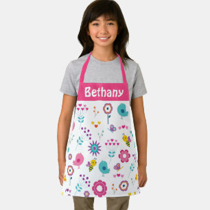 Schattigee Girly Flowers Vogels en Bijen Patroonna Schort