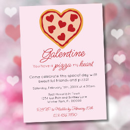 Schattigee Girly Galentine's Day Valentijns Pizza  Kaart