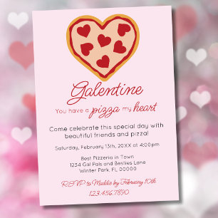 Schattigee Girly Galentine's Day Valentijns Pizza  Kaart